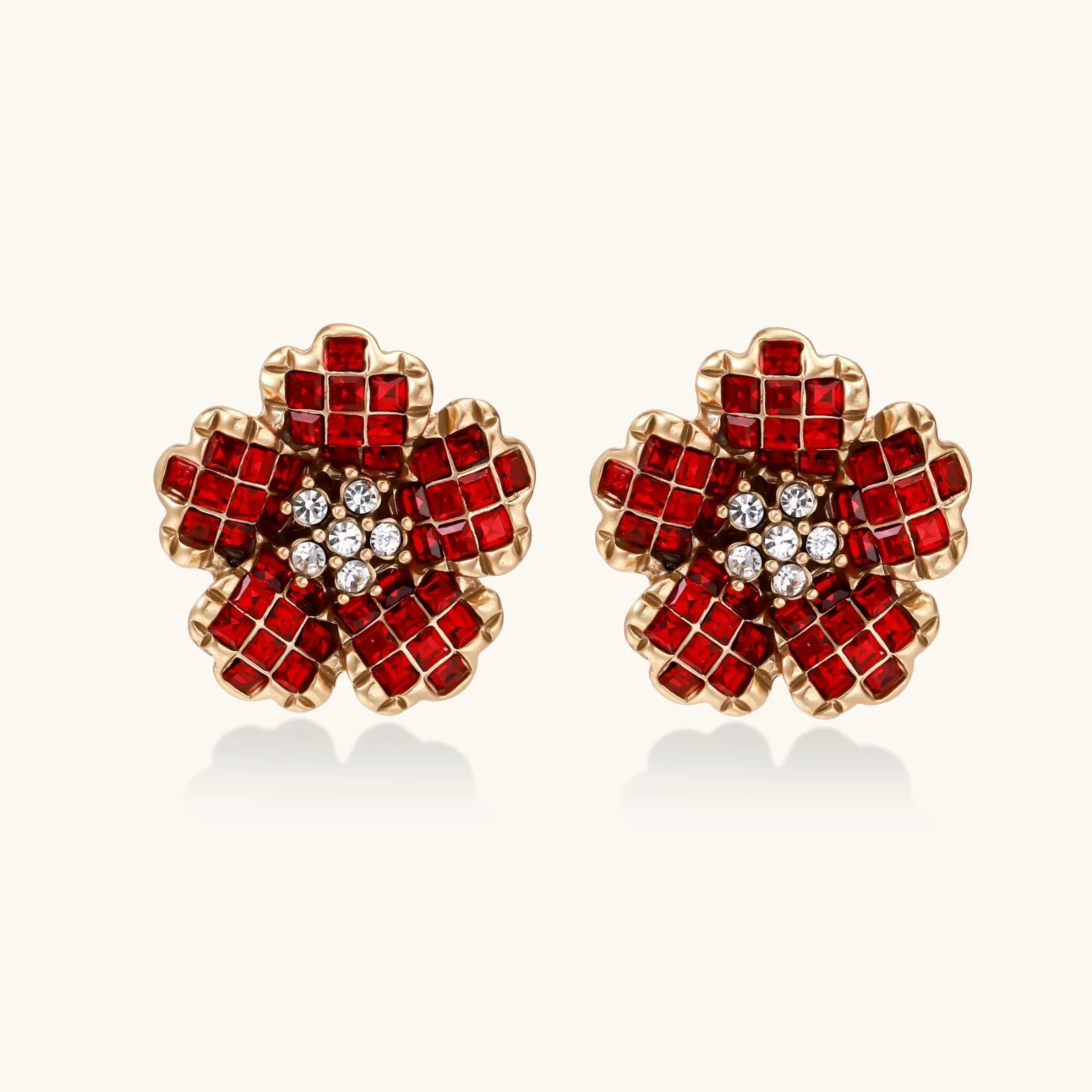 Ruby Bloom Stud Earrings-Stones and Gems by Saday