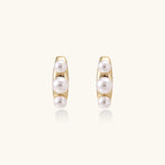 Pearl Trio Curve Studs-Stones and Gems by Saday