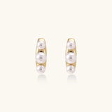 Pearl Trio Curve Studs-Stones and Gems by Saday
