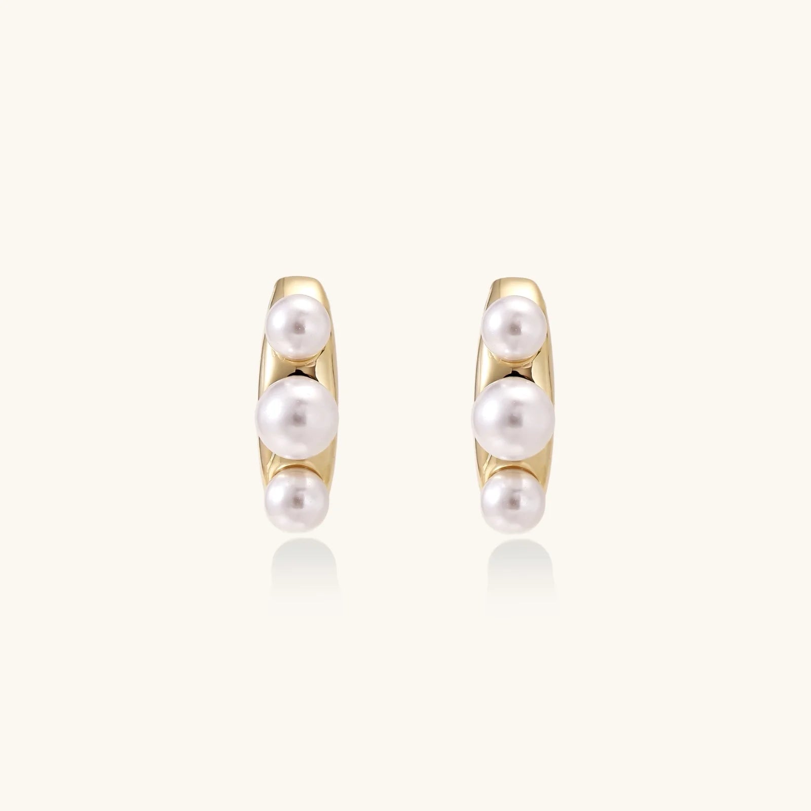 Pearl Trio Curve Studs-Stones and Gems by Saday