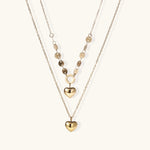 Golden Hearts Layered Necklace Set-Stones and Gems by Saday