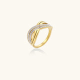 Golden Wave Flow Ring-Stones and Gems by Saday