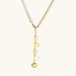 Golden Hearts Cascade Necklace-Stones and Gems by Saday