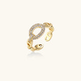 Golden Chain Statement Ring-Stones and Gems by Saday