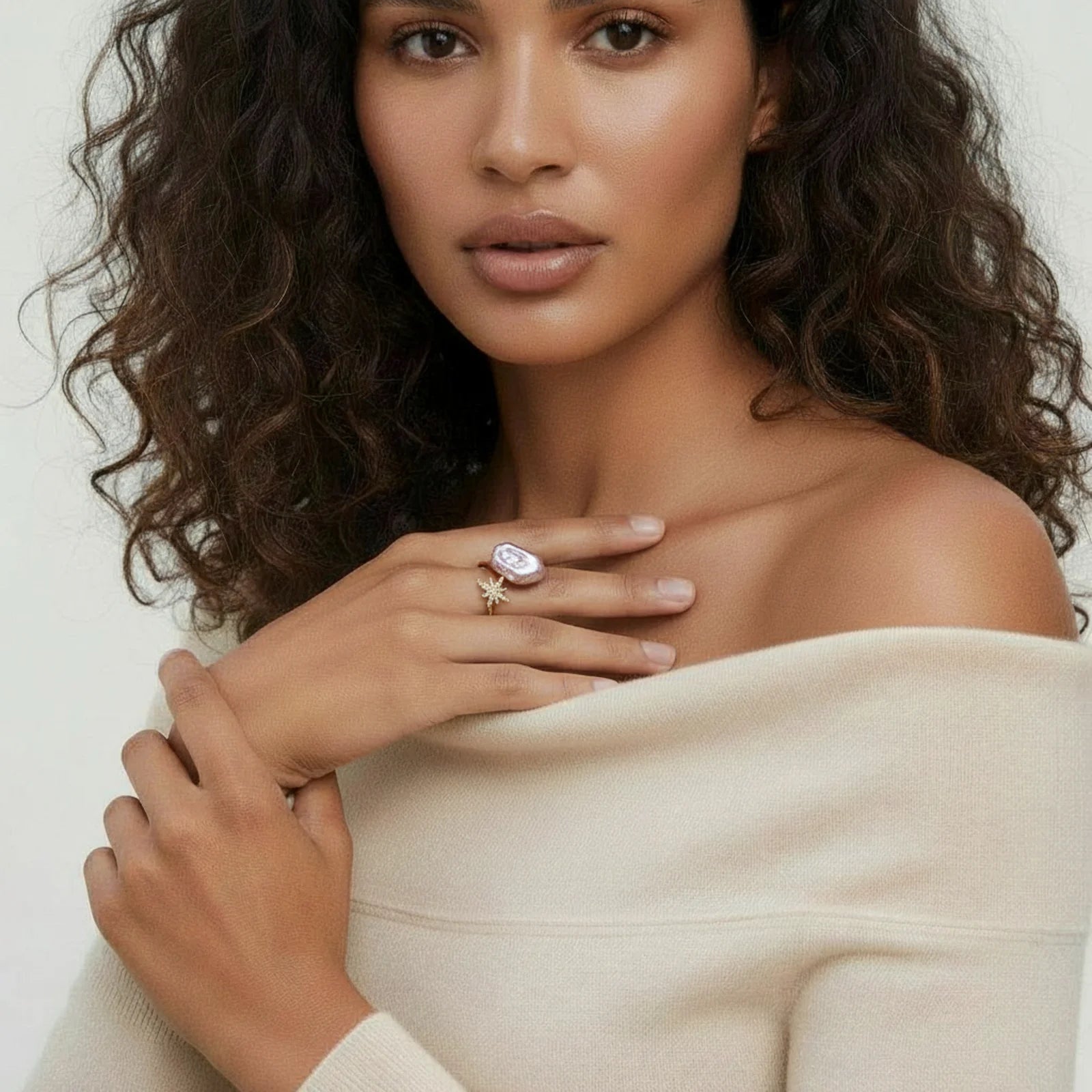 Starlit Pearl Dreams Ring-Stones and Gems by Saday