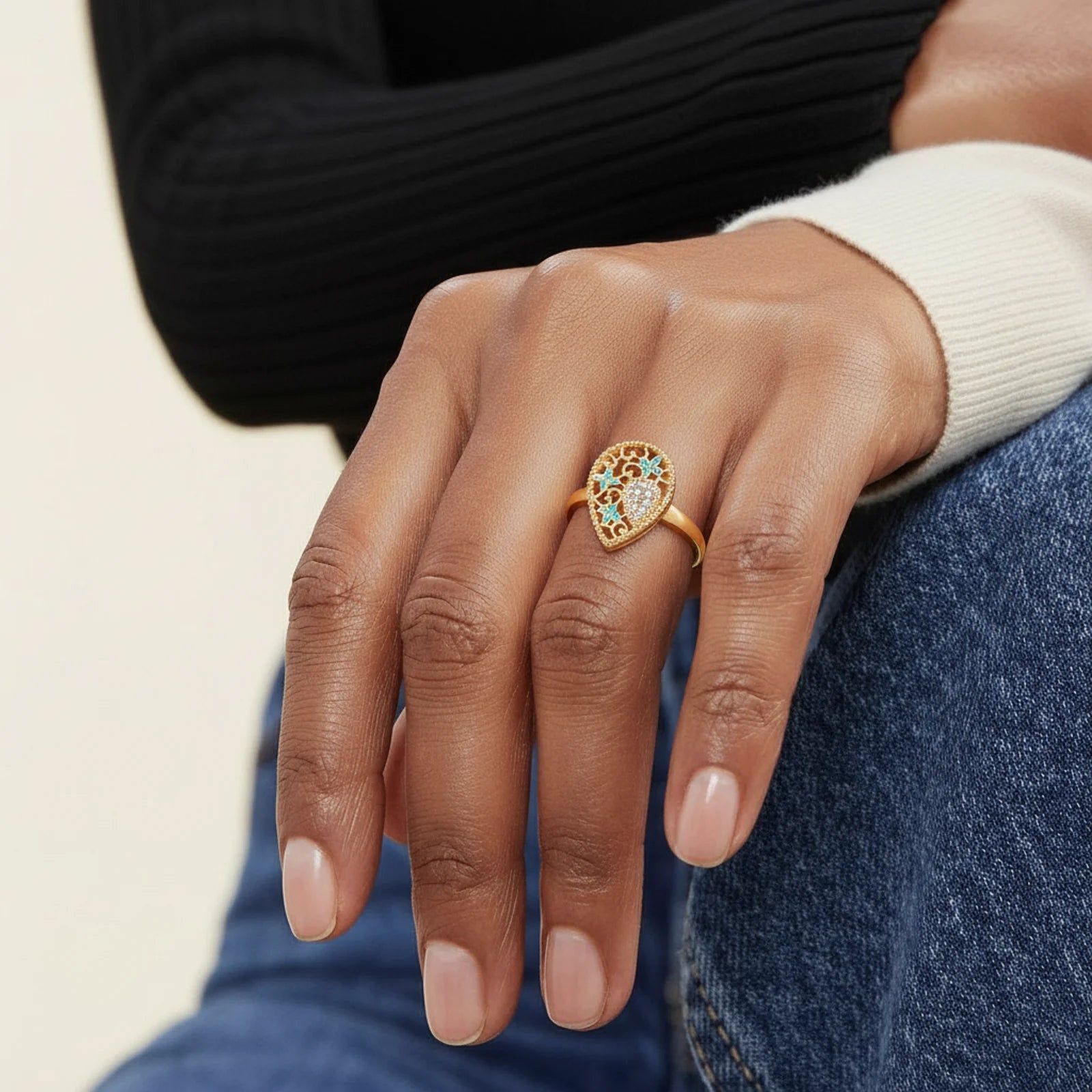 Enchanted Heart Ring-Stones and Gems by Saday