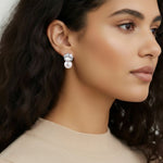 Stardust Pearl Drop Earrings-Stones and Gems by Saday