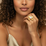 Blooming Pearl Statement Ring-Stones and Gems by Saday