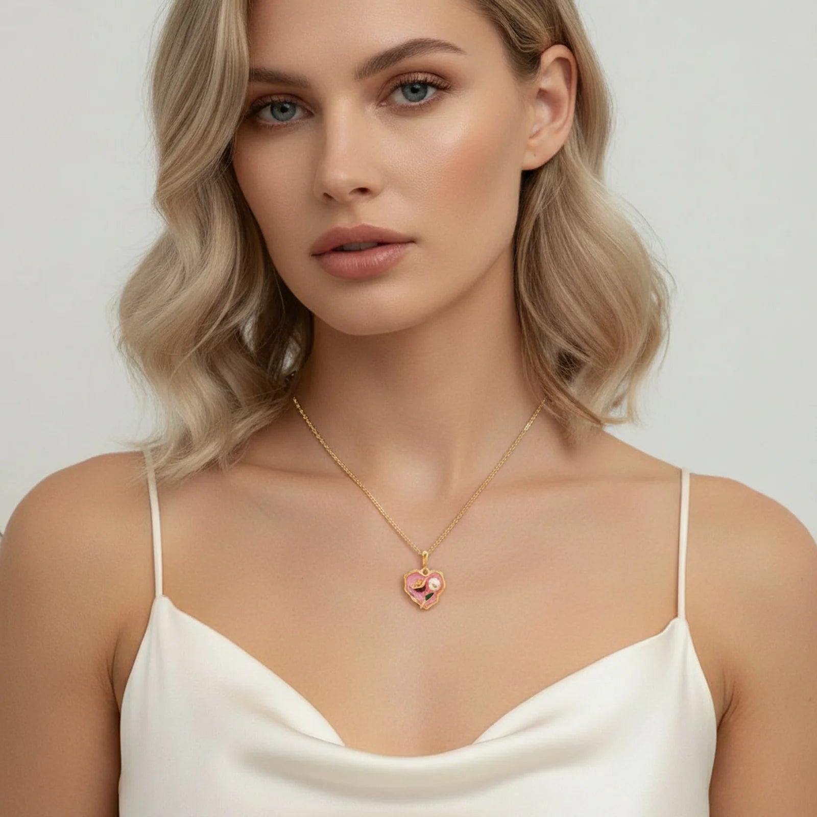 Rose Garden Heart Necklace-Stones and Gems by Saday