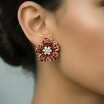 Ruby Bloom Stud Earrings-Stones and Gems by Saday