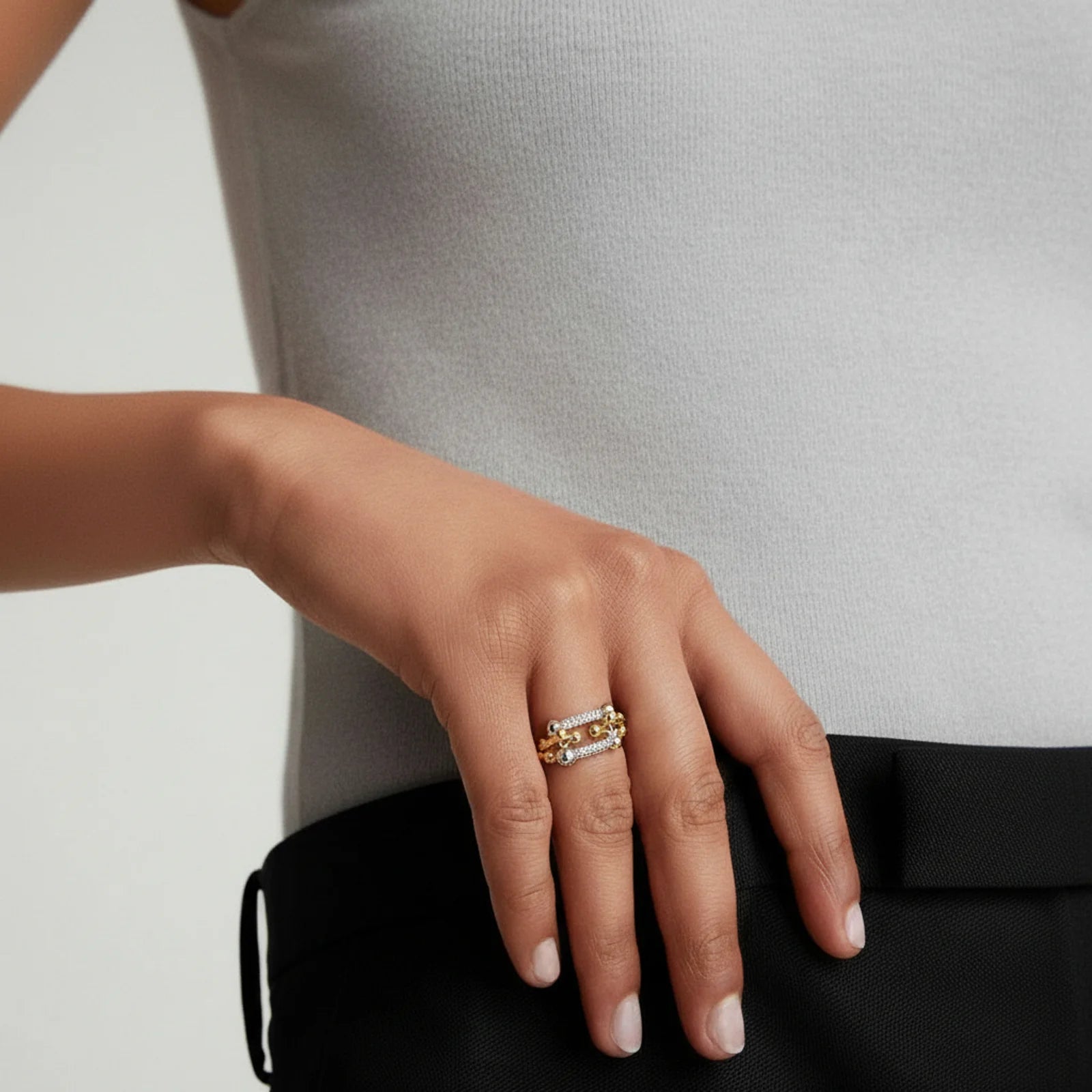 Chain Link Power Ring-Stones and Gems by Saday