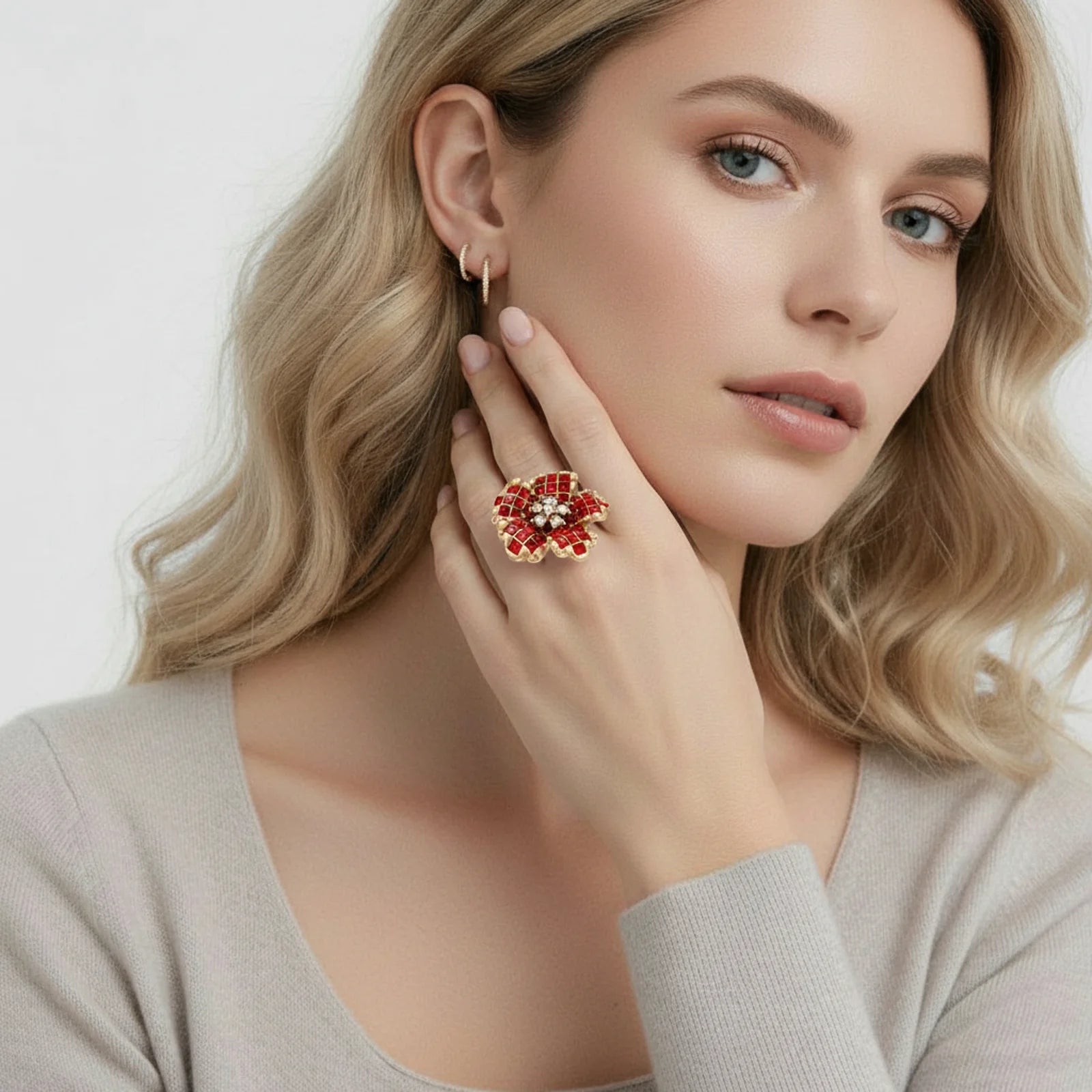 Crimson Bloom Ring-Stones and Gems by Saday