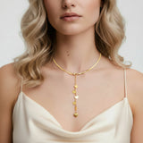 Golden Hearts Cascade Necklace-Stones and Gems by Saday