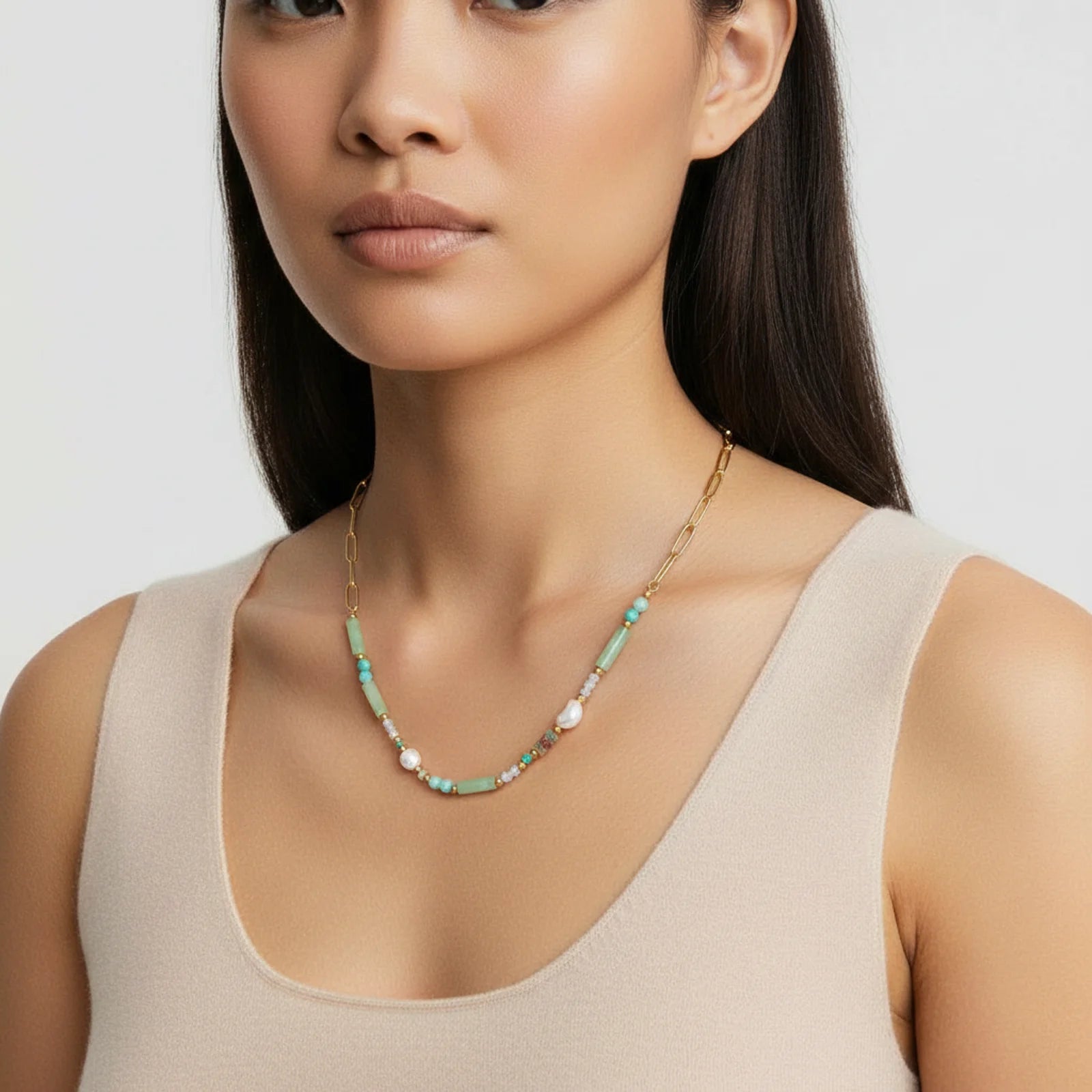 Seafoam Dreams Necklace-Stones and Gems by Saday