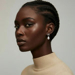 Pearl Circle Drop Studs-Stones and Gems by Saday