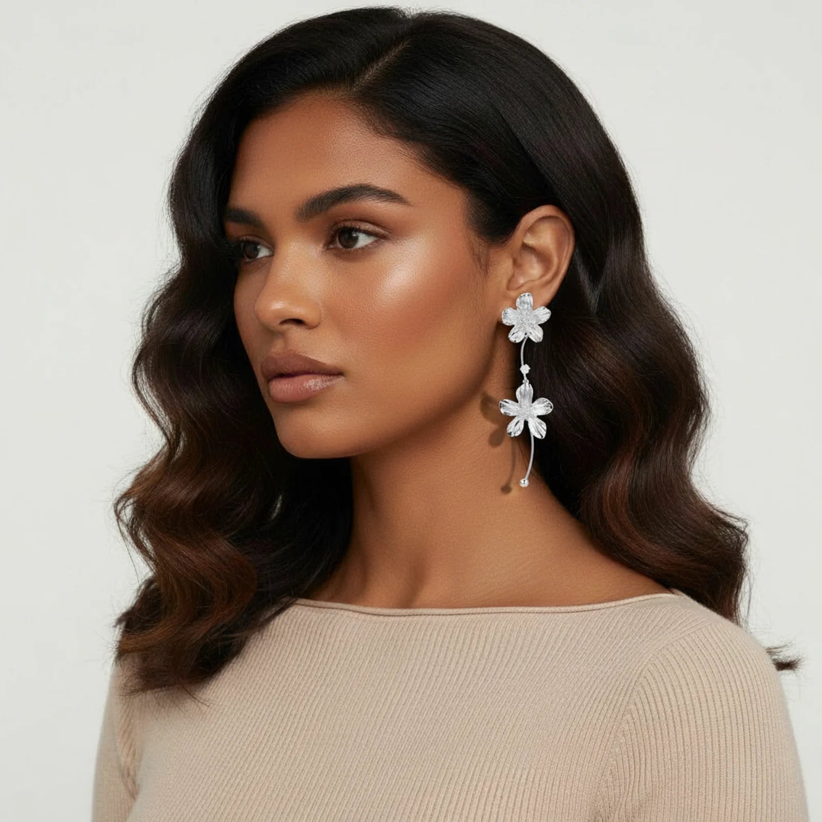 Bloom Cascade Earrings-Stones and Gems by Saday