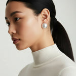 Brushed Silver Dome Earrings-Stones and Gems by Saday