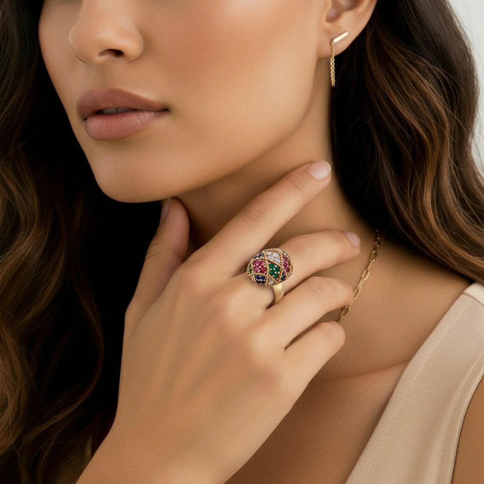 Empress Mosaic Ring-Stones and Gems by Saday