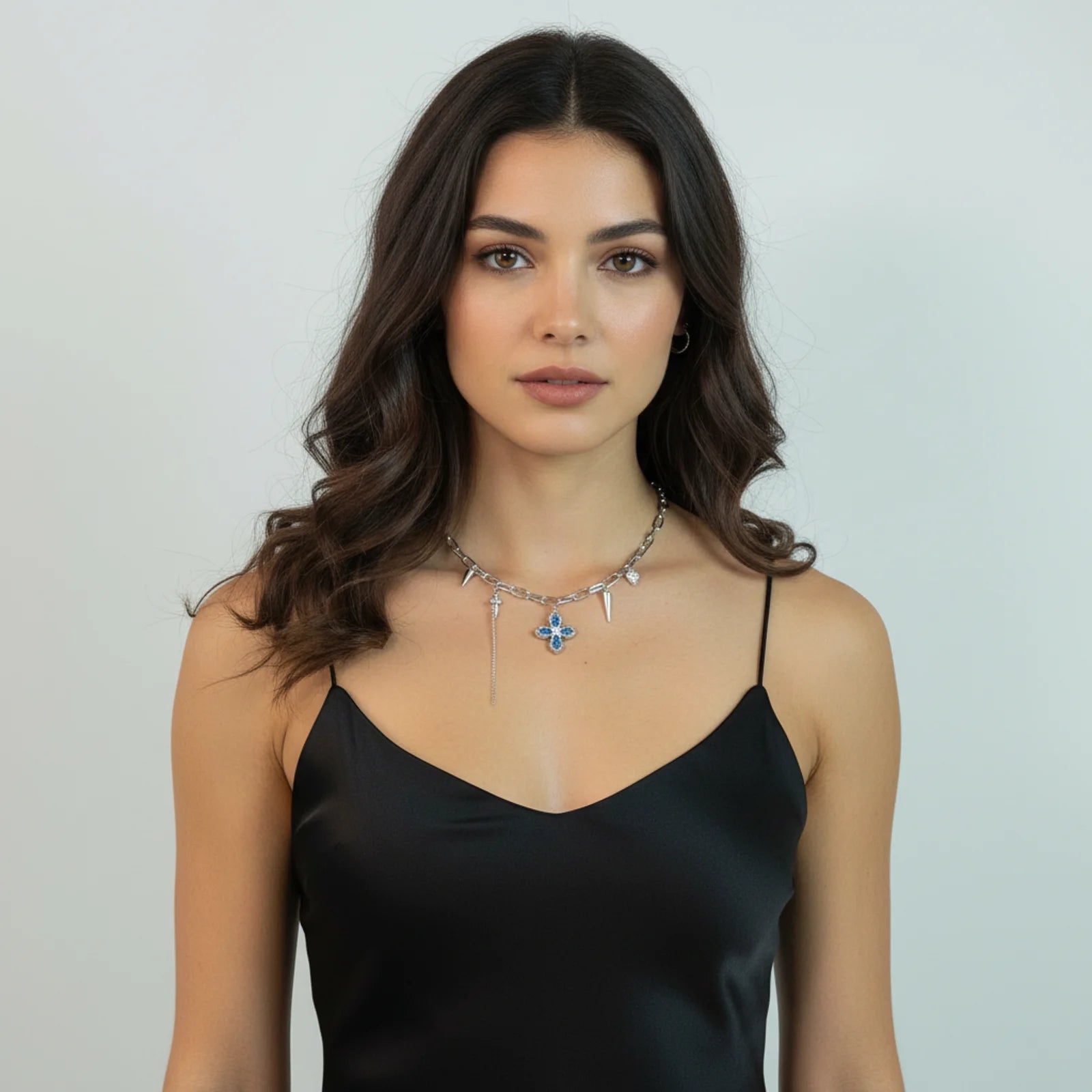 Divine Rebellion Cross Chain-Stones and Gems by Saday