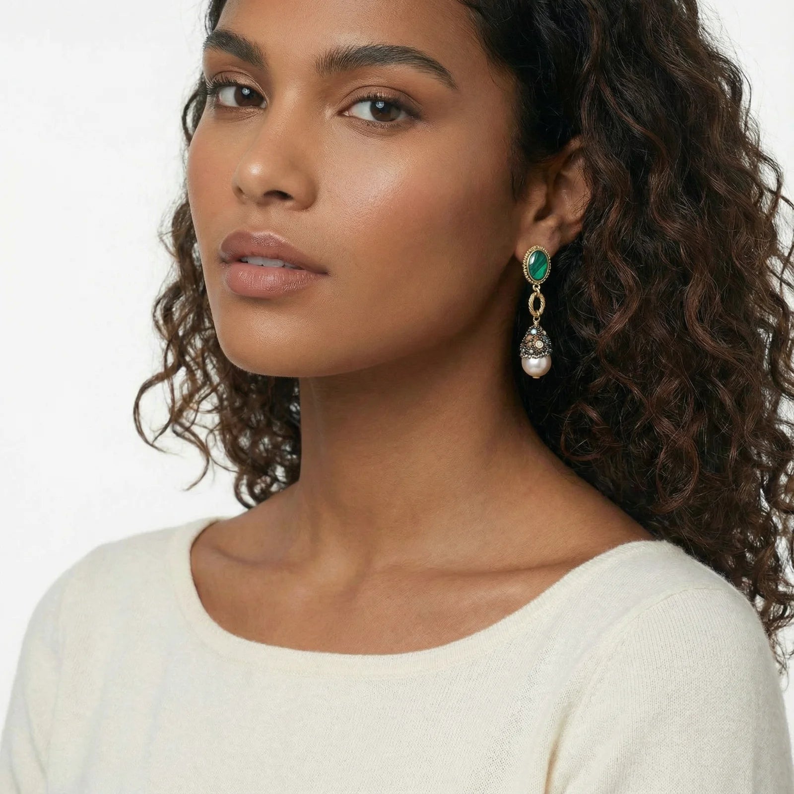 Baroque Pearl Statement Earrings-Stones and Gems by Saday