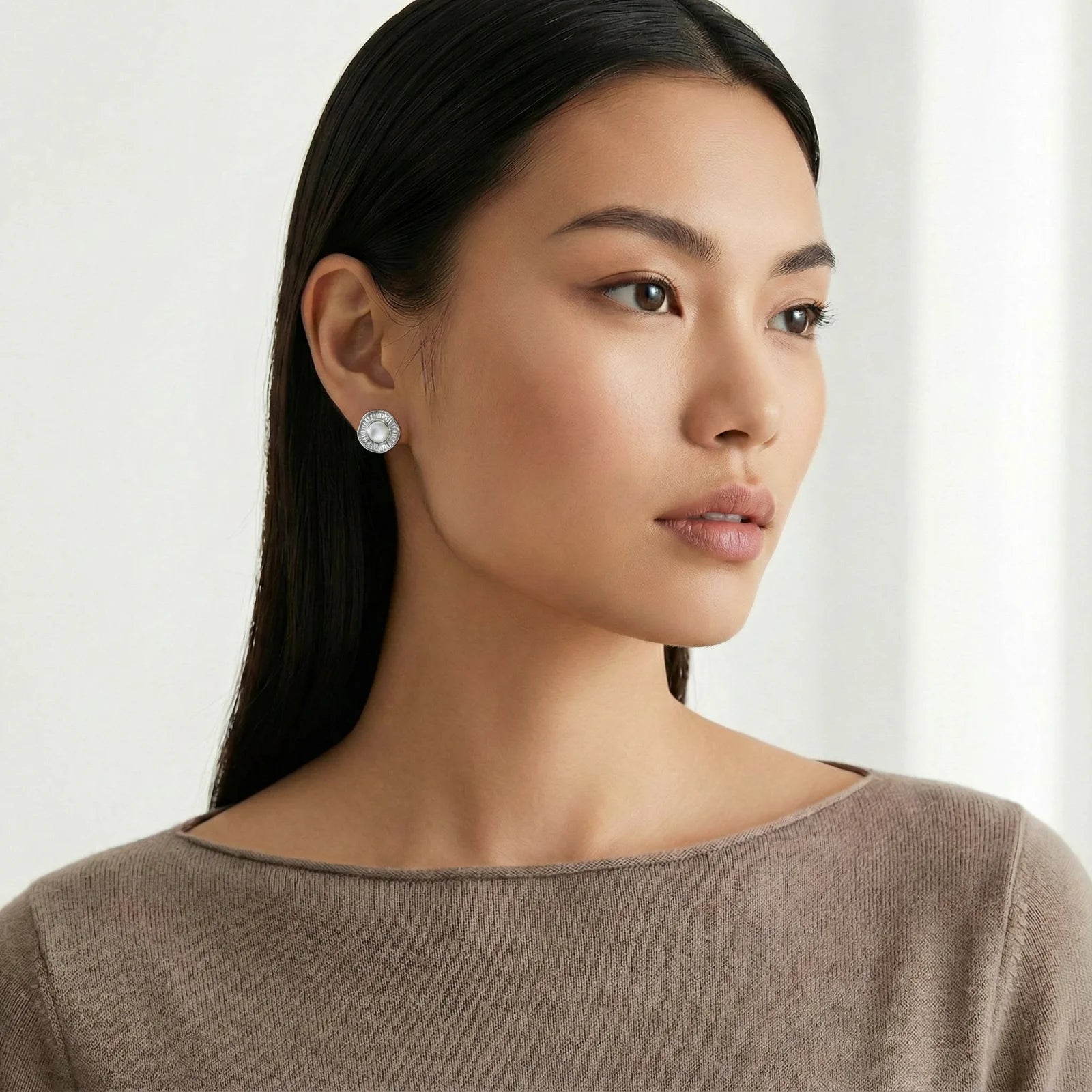 Sunburst Pearl Stud Earrings-Stones and Gems by Saday