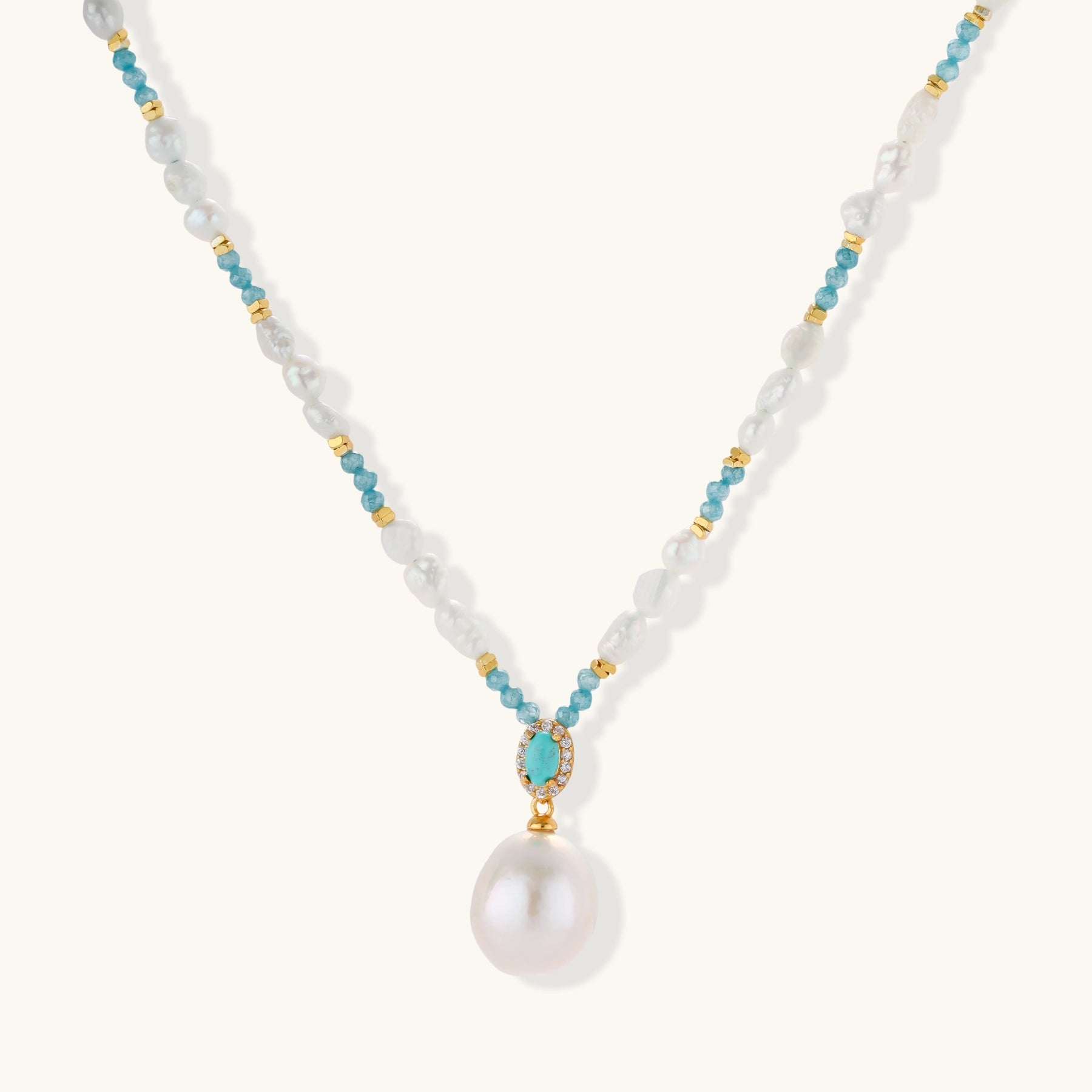 Aqua Bloom Necklace-Stones and Gems by Saday