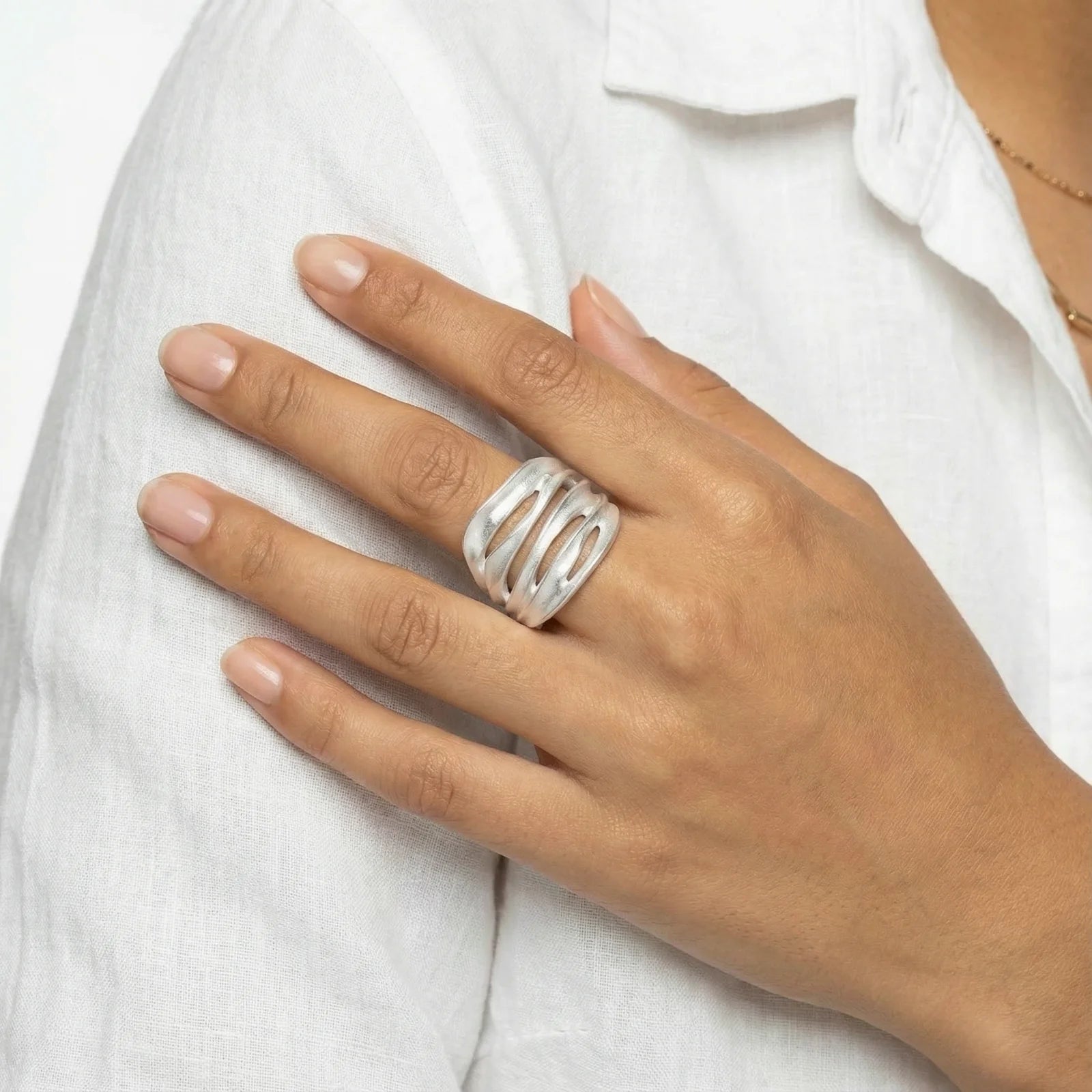 Ridge Wave Ring-Stones and Gems by Saday