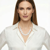 Lunar Pearl Arc Necklace-Stones and Gems by Saday