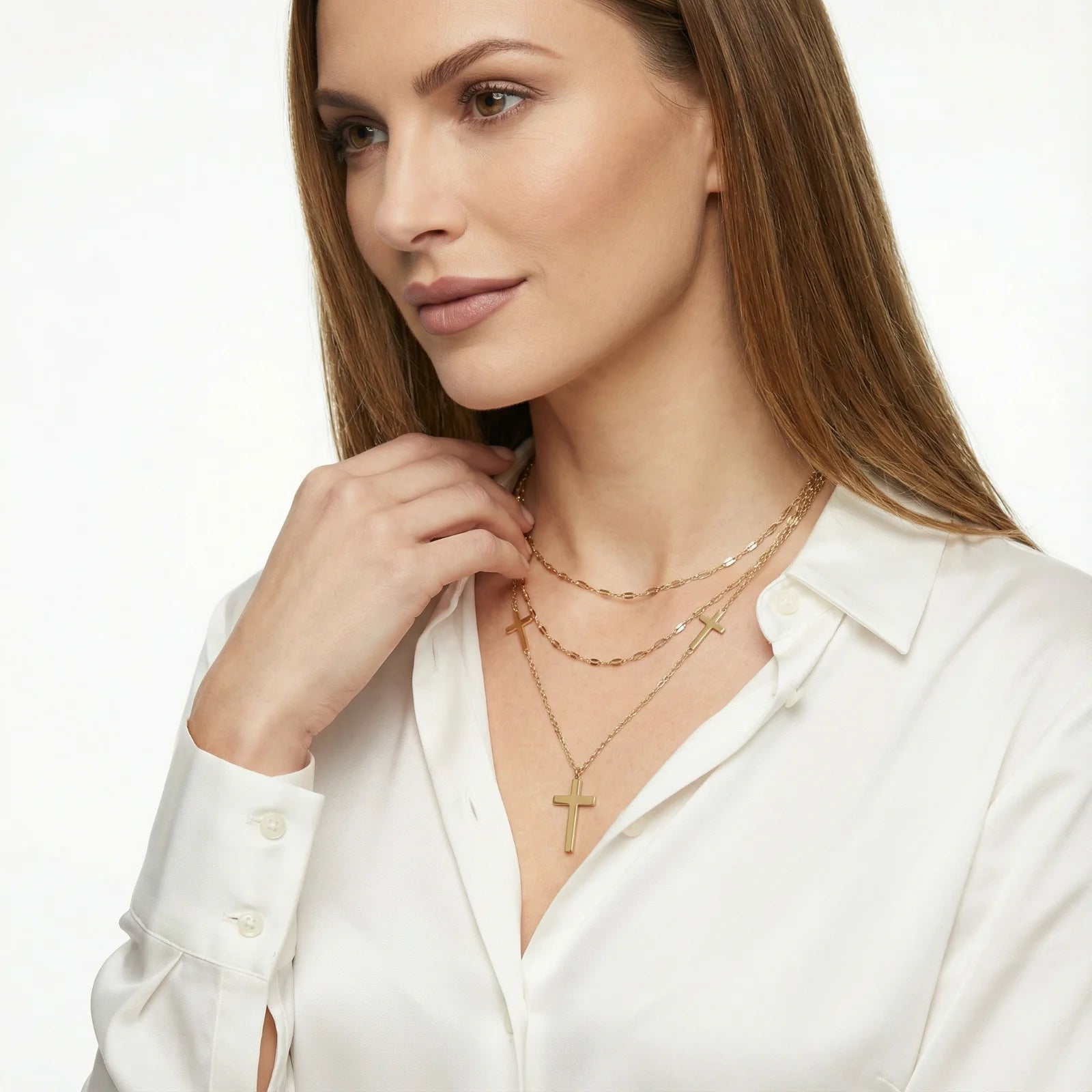 Divine Layers Cross Necklace Set-Stones and Gems by Saday