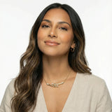 Bamboo Crystal Arc Necklace-Stones and Gems by Saday