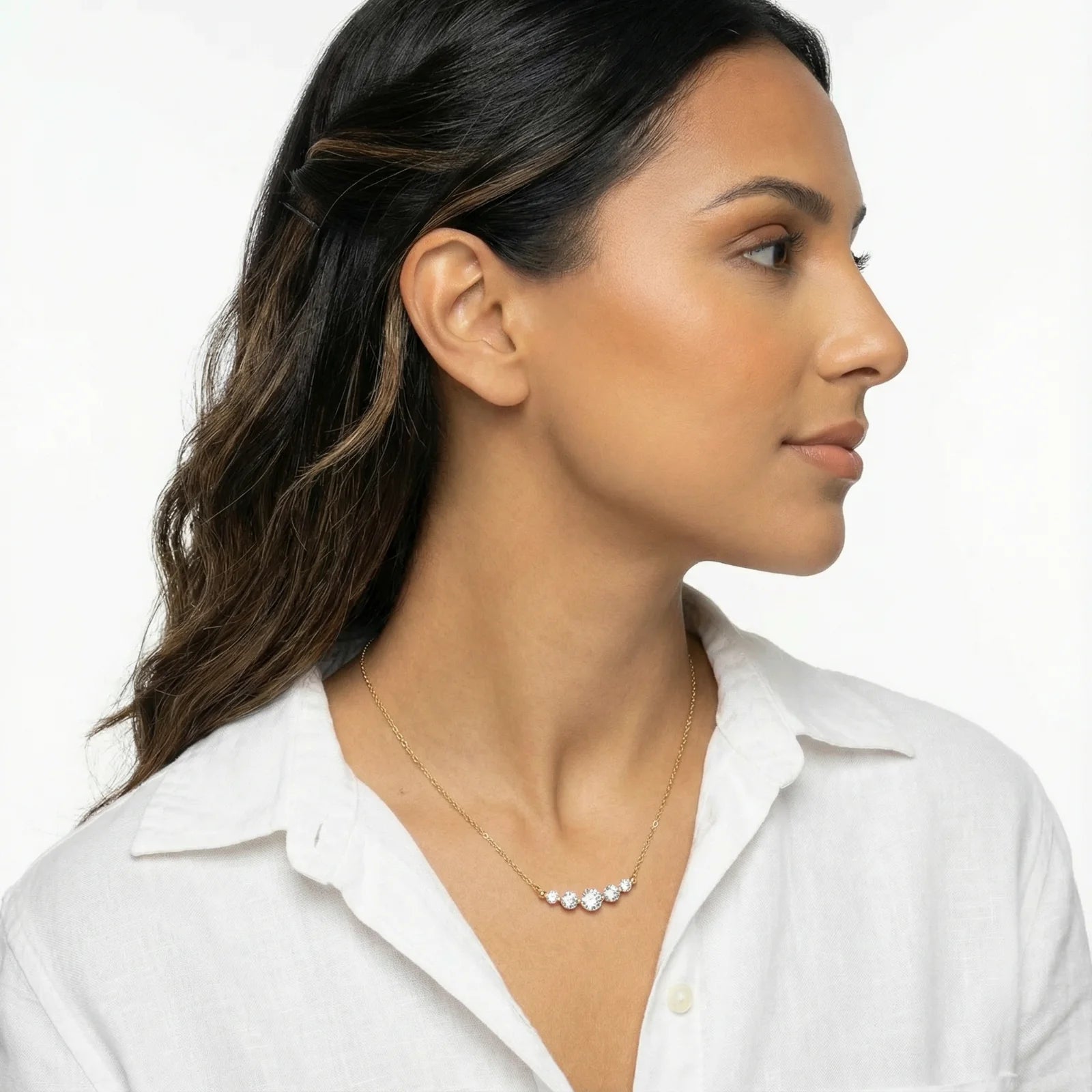 Golden Arc Necklace-Stones and Gems by Saday