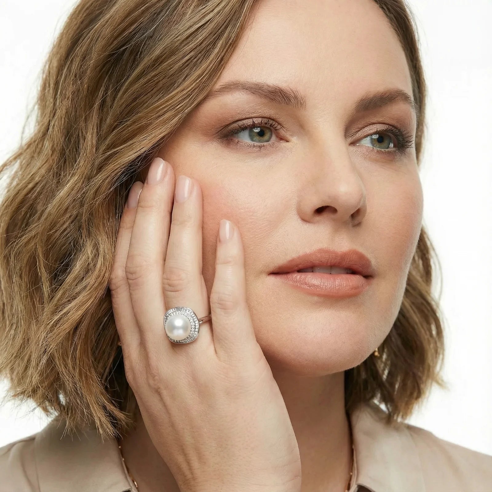 Halo Pearl Dreams Statement Set-Stones and Gems by Saday