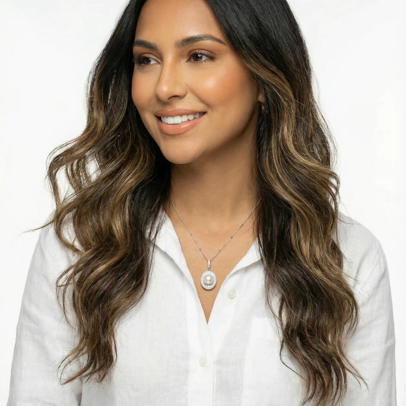 Pearl Halo Necklace-Stones and Gems by Saday