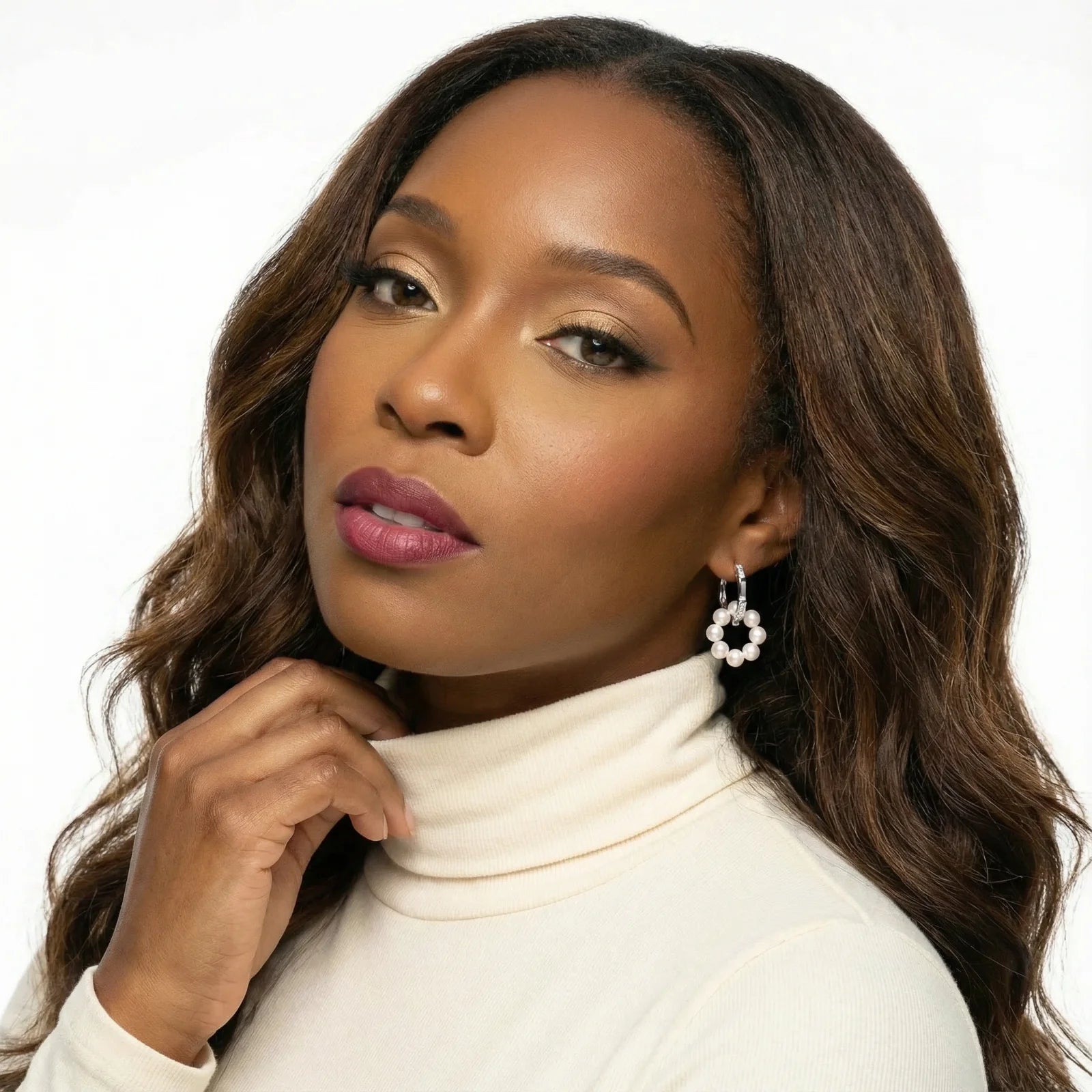 Pearl Cluster Huggie Hoops-Stones and Gems by Saday