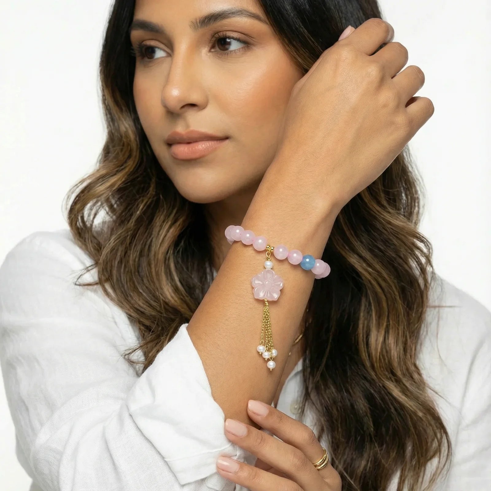 Rose Quartz Dreams Bracelet-Stones and Gems by Saday