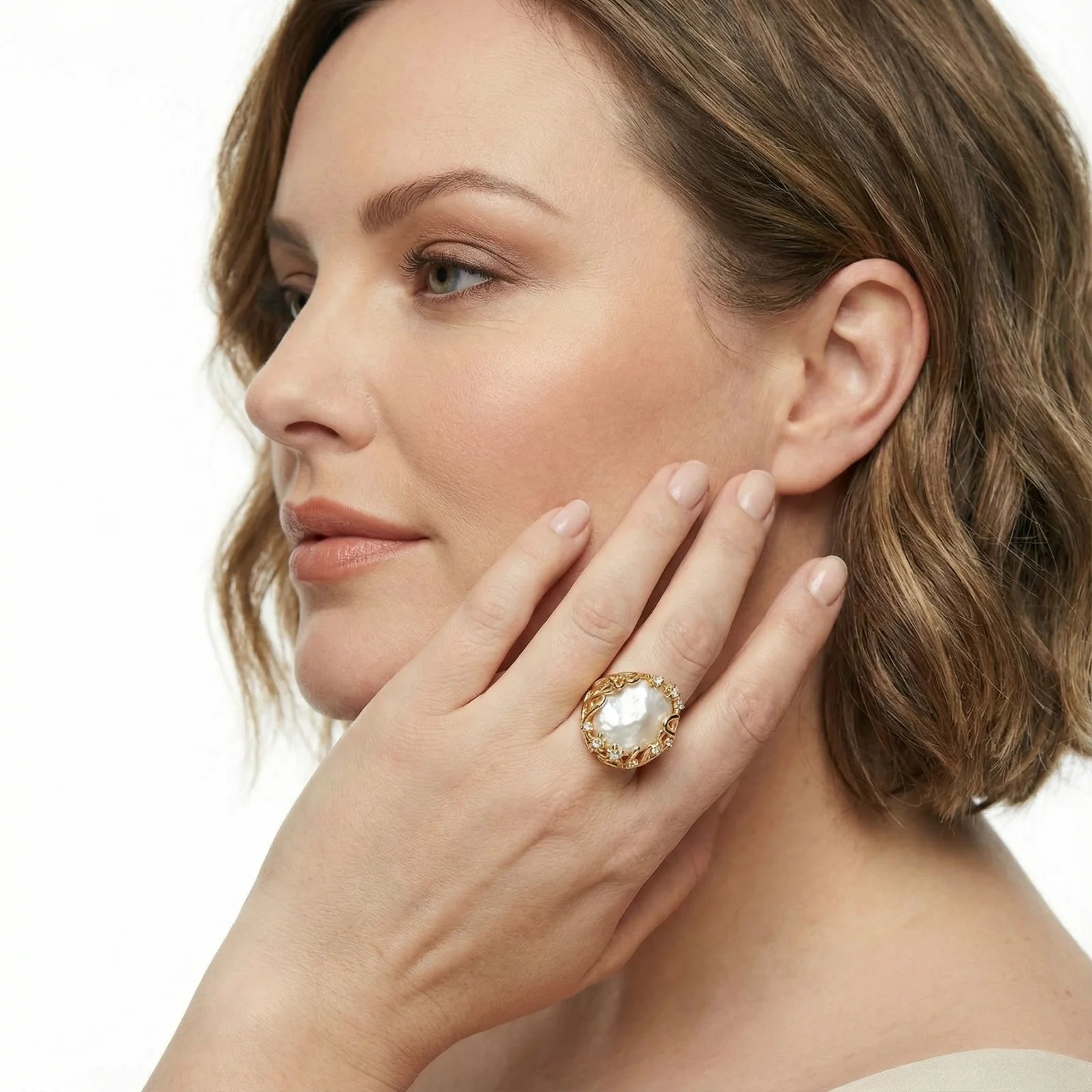 Baroque Pearl Crown Ring-Stones and Gems by Saday