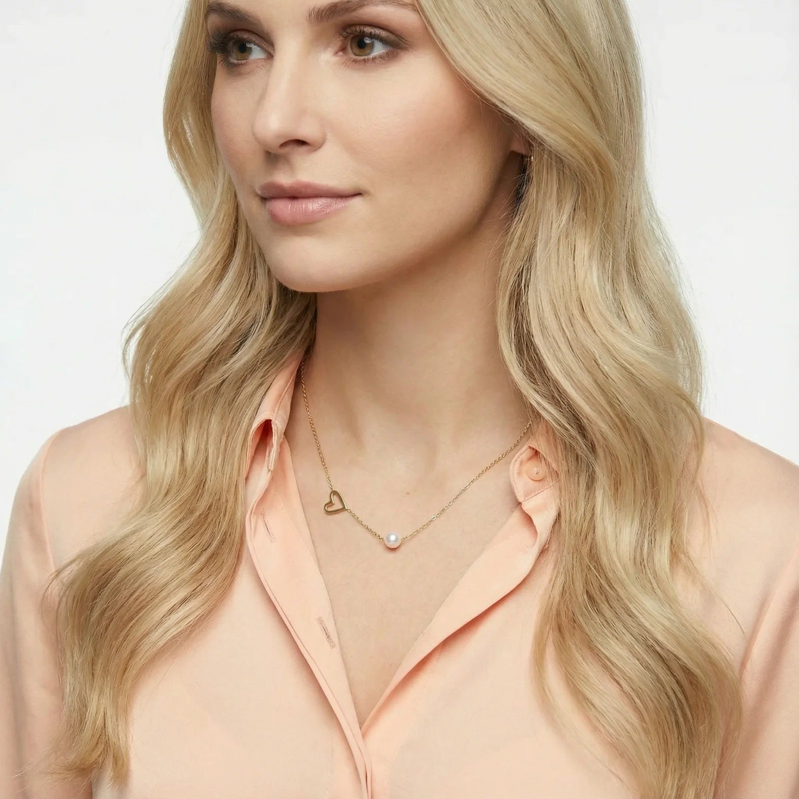 Pearl Heart Embrace Necklace-Stones and Gems by Saday