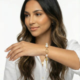 Golden Pearl Chain Bracelet-Stones and Gems by Saday