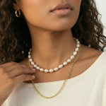 Golden Pearl Layers Necklace-Stones and Gems by Saday