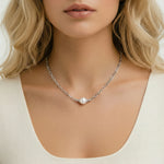 Luna Pearl Chain Necklace-Stones and Gems by Saday