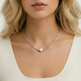 Luna Pearl Chain Necklace-Stones and Gems by Saday