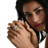 Chain Link Statement Ring-Stones and Gems by Saday