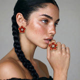 Ruby Bloom Stud Earrings | Stones and Gems by Saday