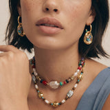 Shell Mosaic Convertible Hoops | Stones and Gems by Saday