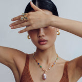 Rainbow Statement Necklace | Stones and Gems by Saday